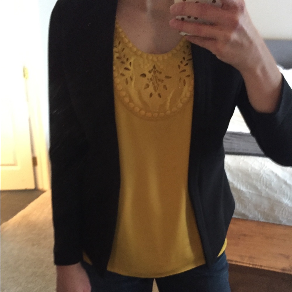 Banana Republic embroidered bib tank yellow